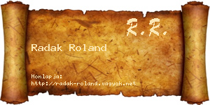 Radak Roland névjegykártya